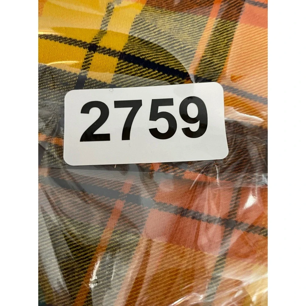 Duluth Trading Co Mens Shirt 2XL Tall Flannel Orange Plaid Long Sleeve